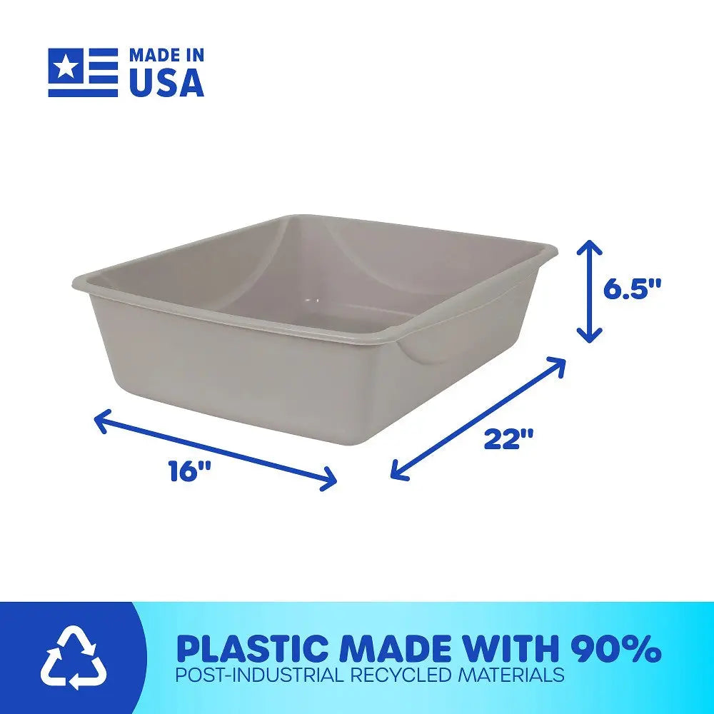 Recycled plastic storage bin, 22" x 16" x 6.5", eco-friendly and made in the USA.
