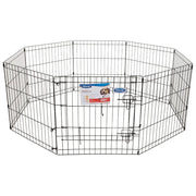 Pet playpen, durable metal design, ideal for training and safe pet containment indoors or outdoors.