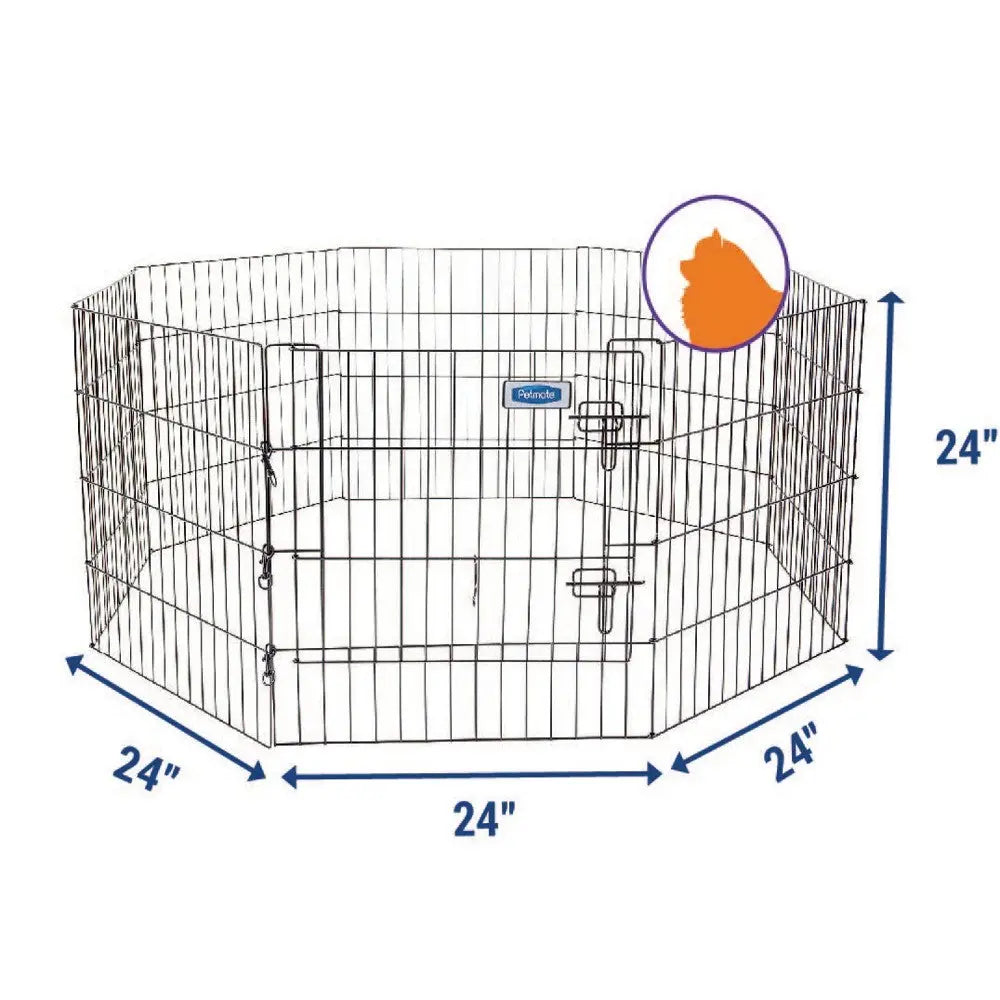 Pet playpen, 24x24 inches, durable wire design for safe indoor or outdoor pet containment.