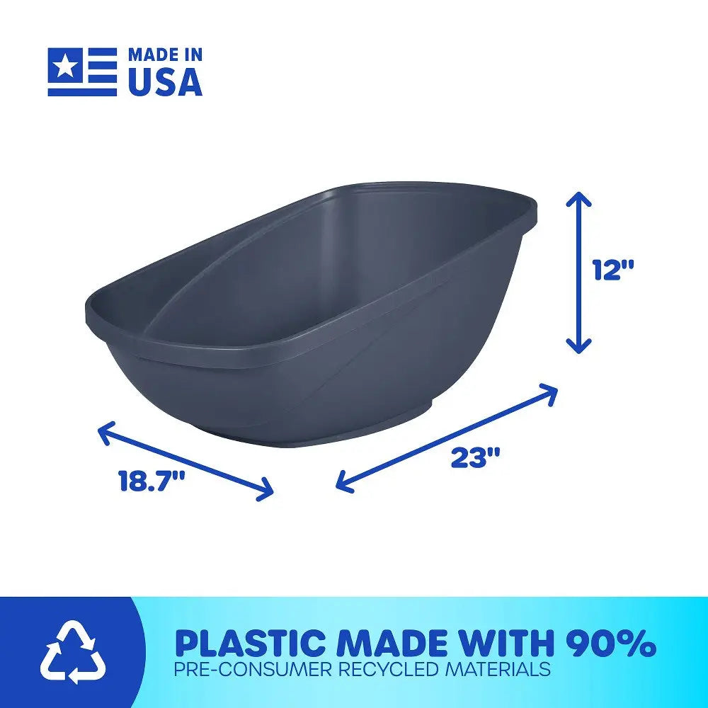 Recycled plastic storage bin, 23" x 12" x 18.7", eco-friendly and made in the USA.