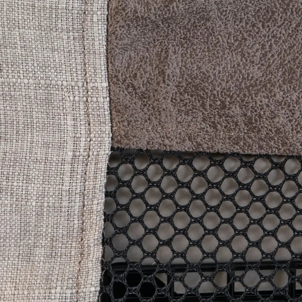 Textured fabric and mesh materials in neutral tones for versatile design applications.