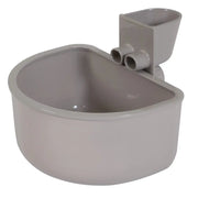 Gray pet water bowl with dual spouts for easy drinking and hydration.