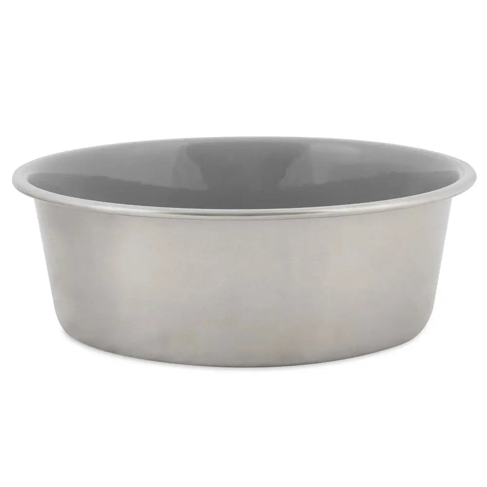Stainless steel pet bowl with a sleek design, perfect for food or water.