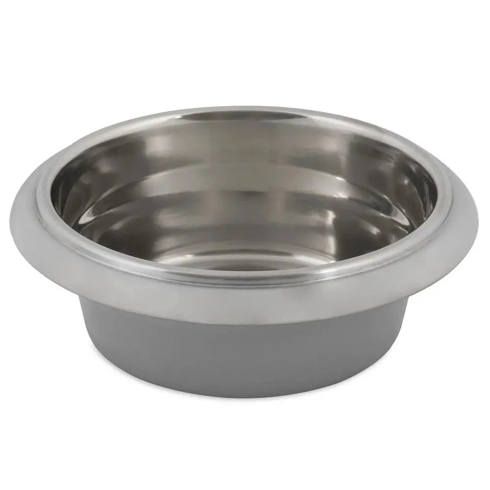 Stainless steel pet bowl, durable design for food and water, easy to clean and maintain.