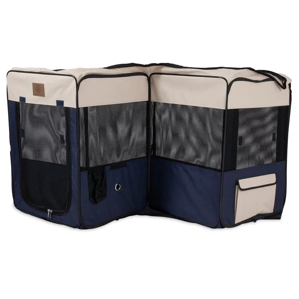 Pet playpen with mesh panels, providing a safe and spacious area for pets indoors or outdoors.