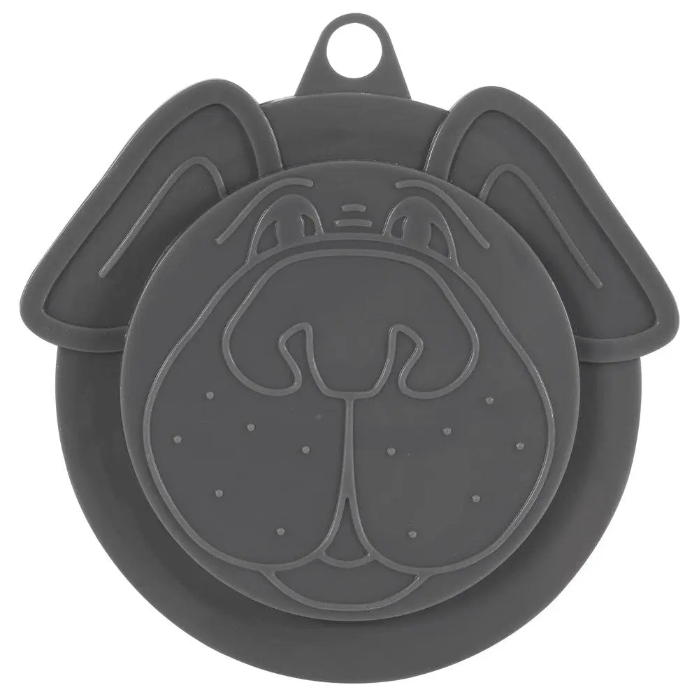 Silicone dog-shaped lid for sealing bowls, keeping food fresh and adding a fun touch to mealtime.