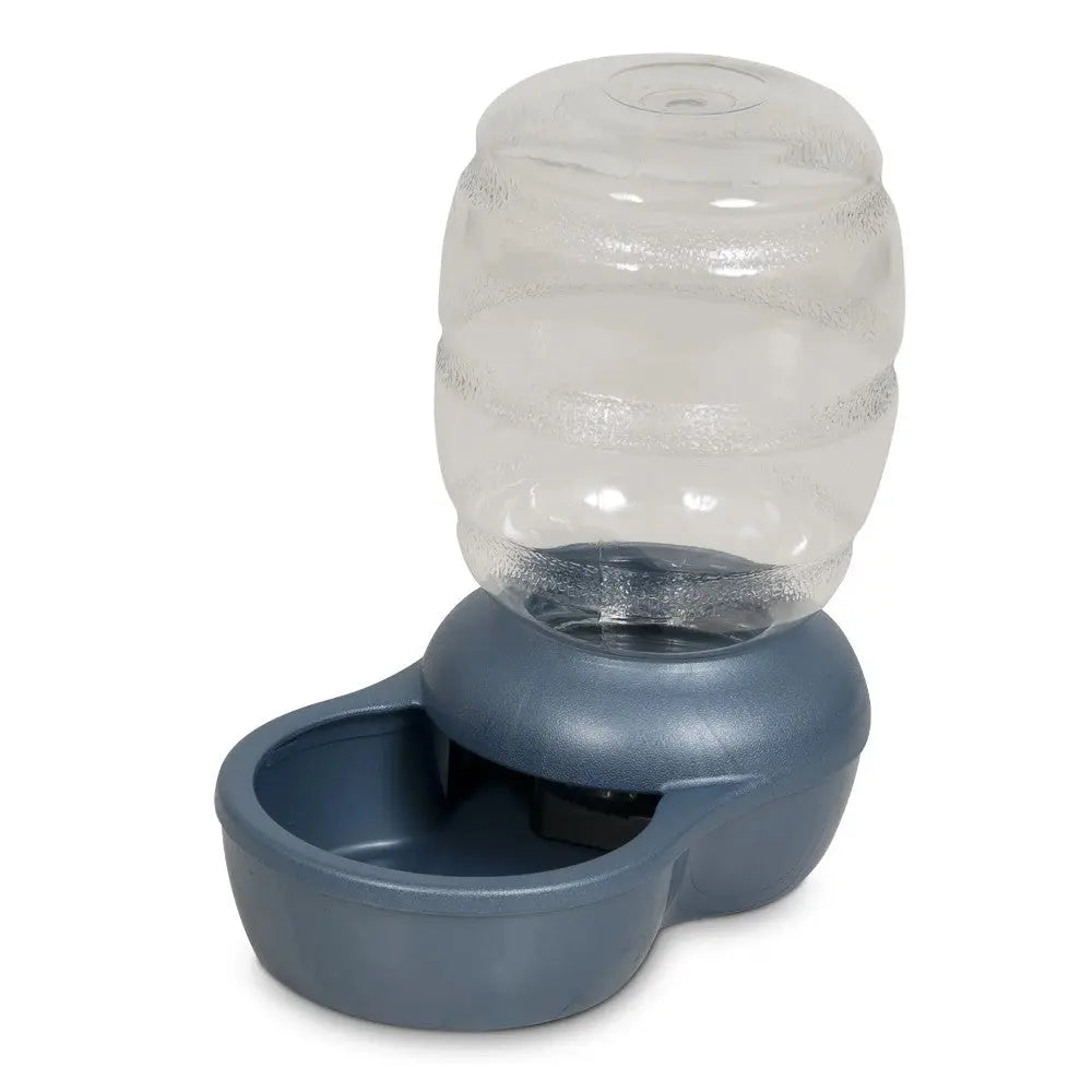 Pet water dispenser with a large clear bottle and a blue base for easy hydration.