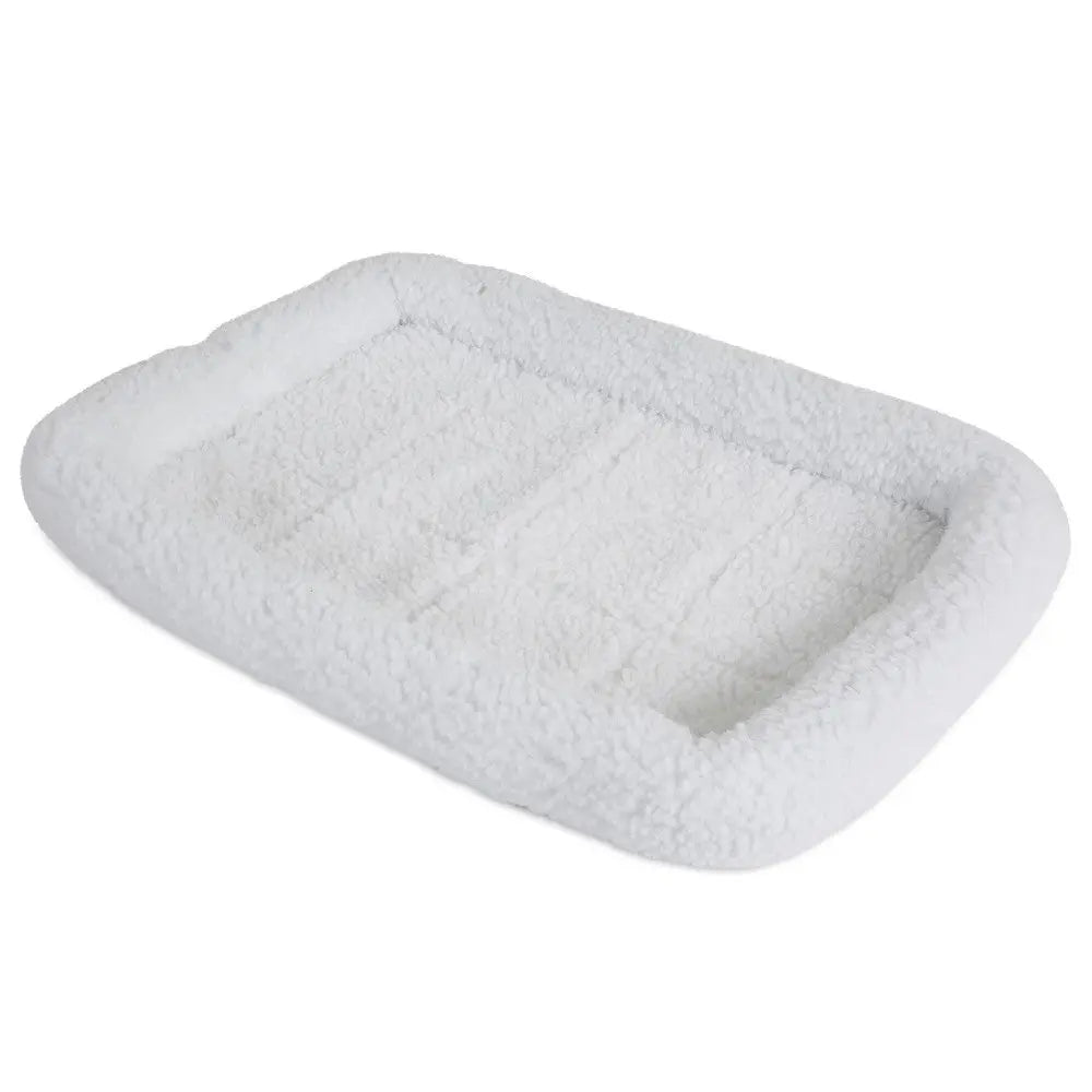 Cozy white pet bed with soft, plush fabric for ultimate comfort and relaxation.