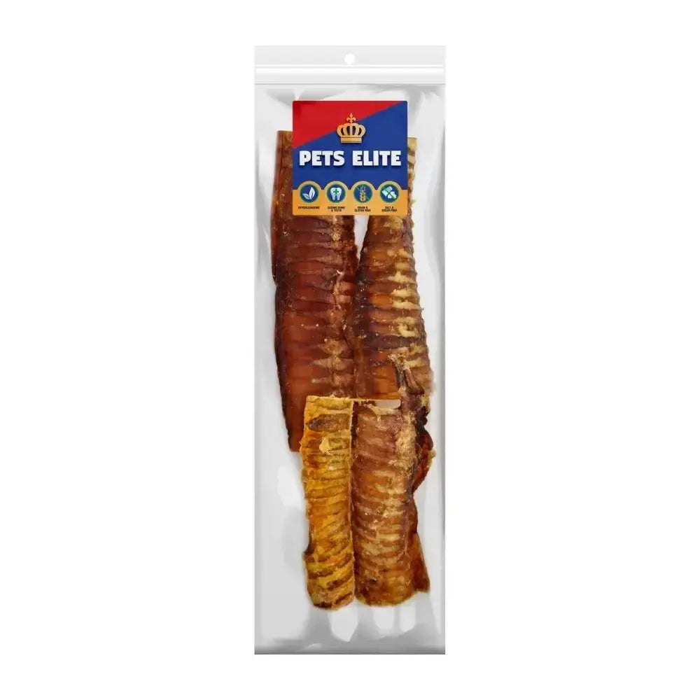 Pets Elite dog treats in a clear package, showcasing natural meat strips for healthy snacking.