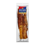 Pets Elite dog treats in a clear package, showcasing natural meat strips for healthy snacking.