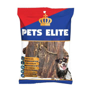 Pets Elite dog treats packaging featuring a royal design and highlighting grain-free, gluten-free ingredients.