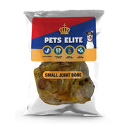 Hypoallergenic small joint bone for dogs, packed in a clear bag with nutritional information.