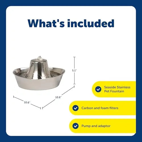 Petsafe Seaside Stainless Steel Fountain – 1.8L   | Canine & Co