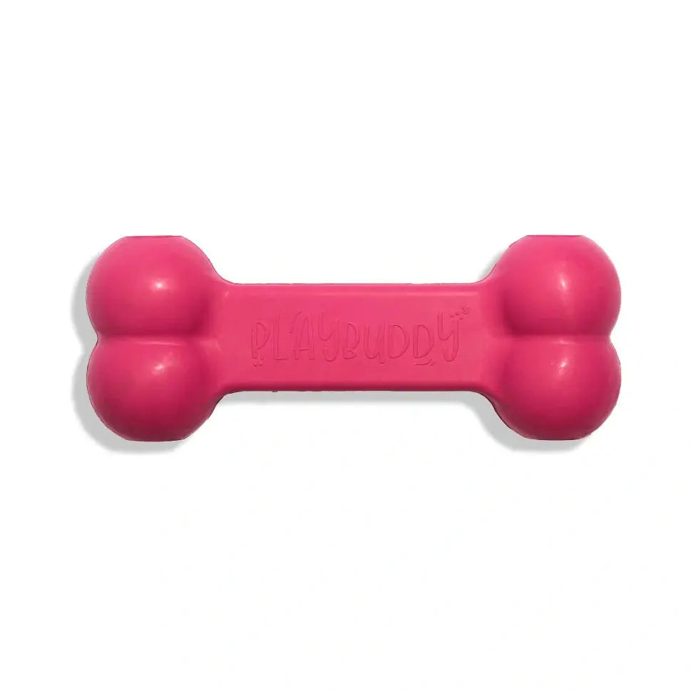 PlayBuddy Bone Rubber Chew Dog Toy Pink