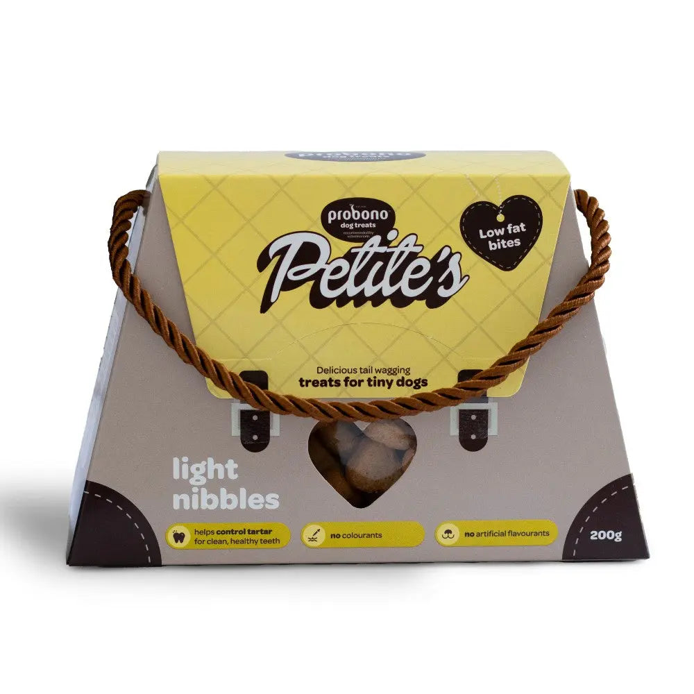 Low-fat dog treats for tiny dogs in a stylish, eco-friendly packaging.