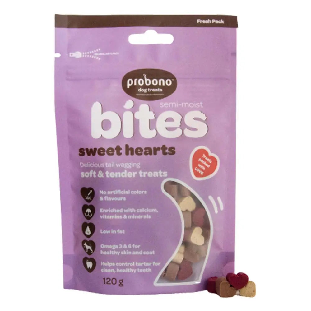 Probono Semi Moist Bites Sweethearts Dog Chew Treats   | Canine & Co