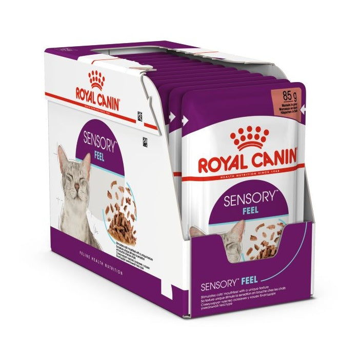 Royal Canin Sensory Feel Morsels In Gravy Cat Wet Food Pouch – front of bag packaging (South Africa)