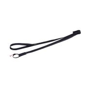 Durable black dog leash with a comfortable grip and secure clip for safe walks.