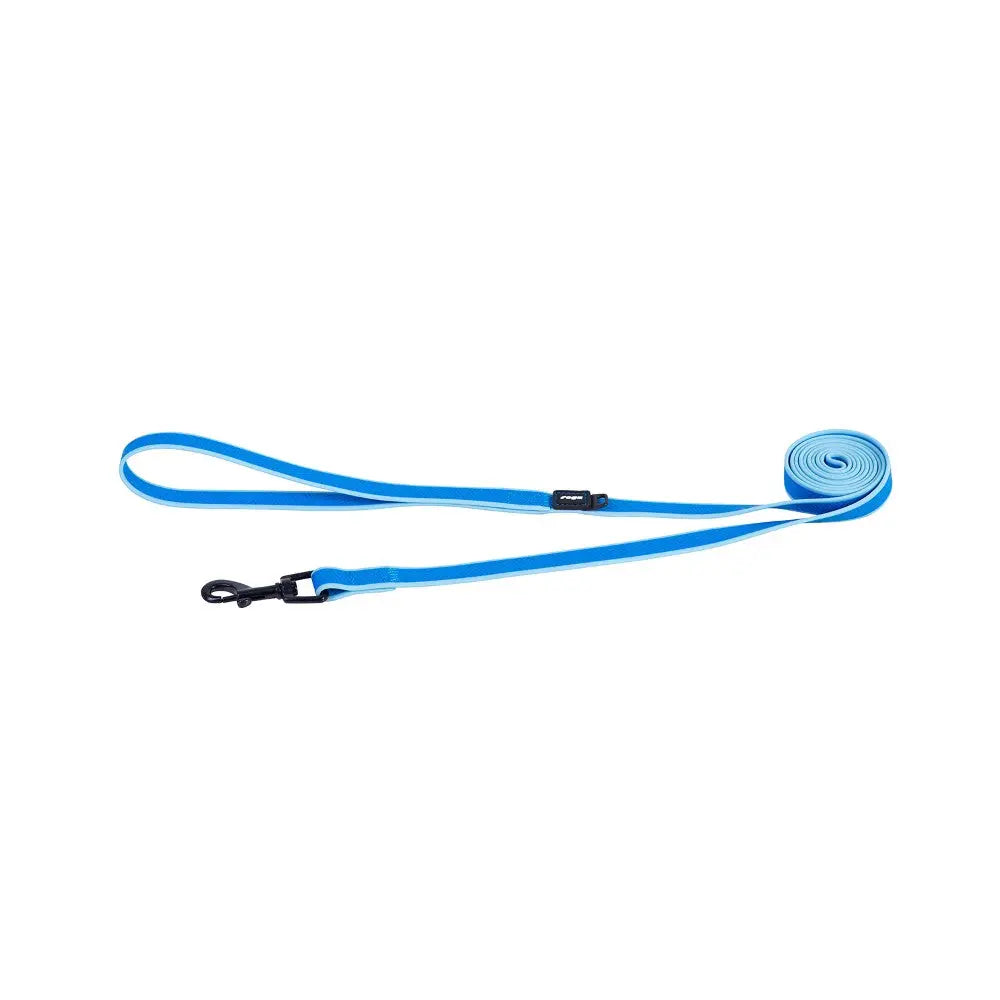 Blue dog leash, durable design, perfect for walks and training, featuring a secure clip for safety.