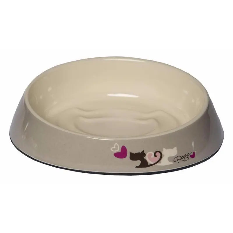Ceramic pet food bowl with heart designs, perfect for stylish feeding.