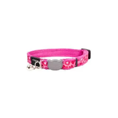 Pink leopard print cat collar with bell and adjustable buckle for stylish pet safety.