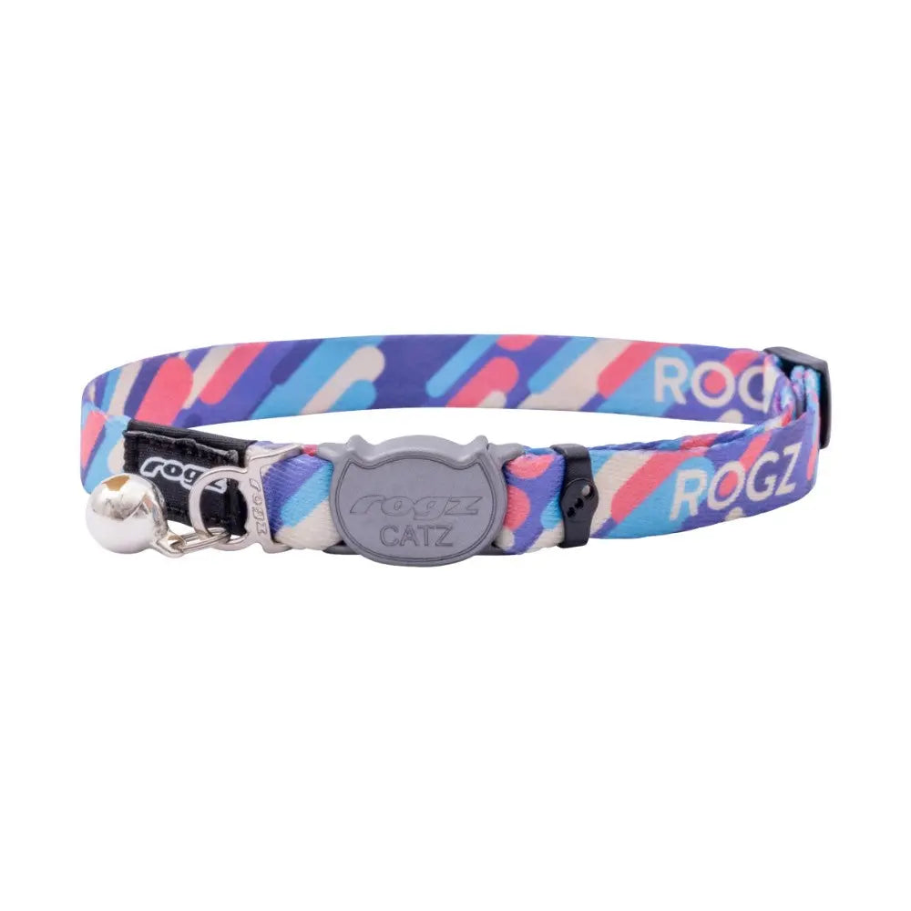 Colorful cat collar with a bell, featuring a playful design and adjustable fit for comfort.