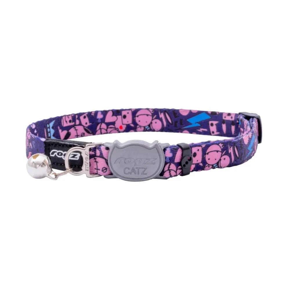 Colorful cat collar with bell, featuring a playful design and adjustable fit for comfort.