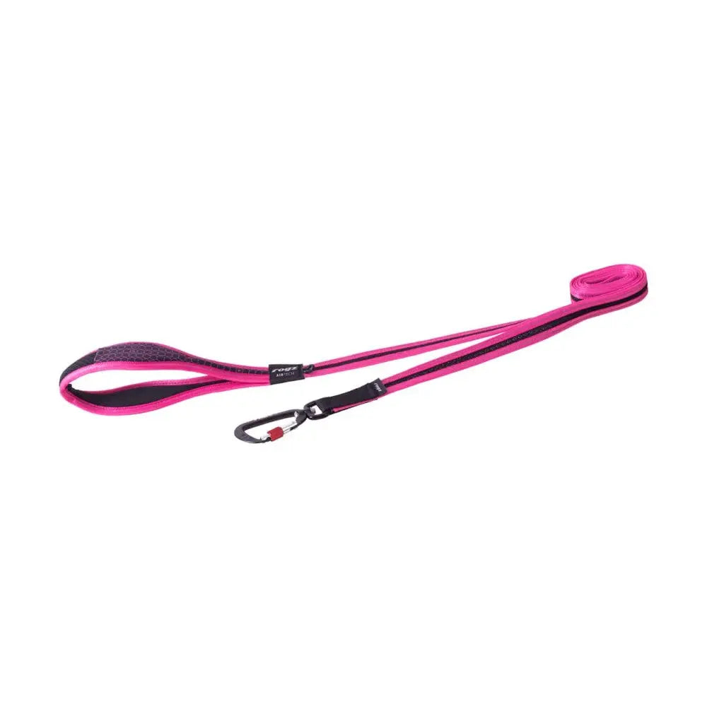 Pink dog leash with a comfortable grip and durable clip for secure walks.