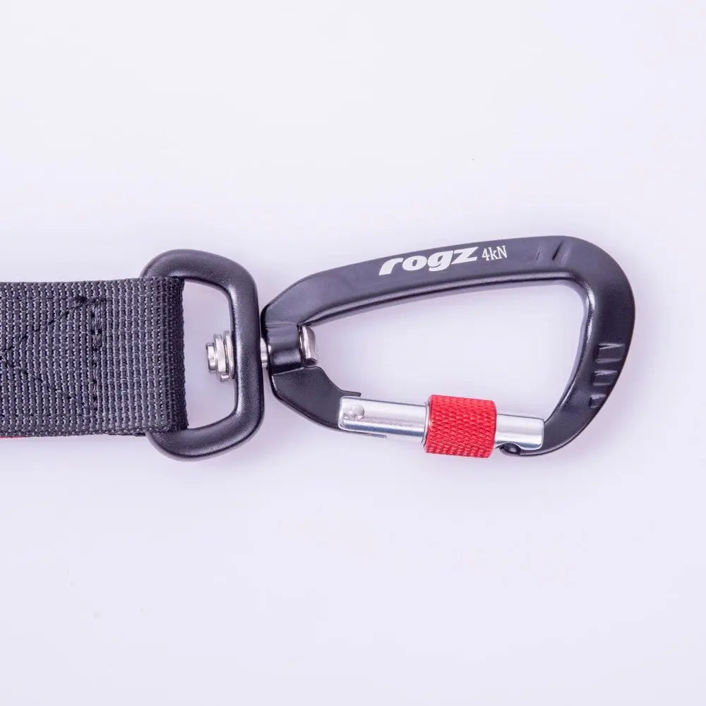 Durable Rogz carabiner clip for secure pet leash attachment and outdoor adventures.