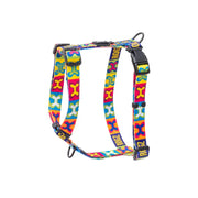 Colorful pet harness with adjustable straps for comfort and style.
