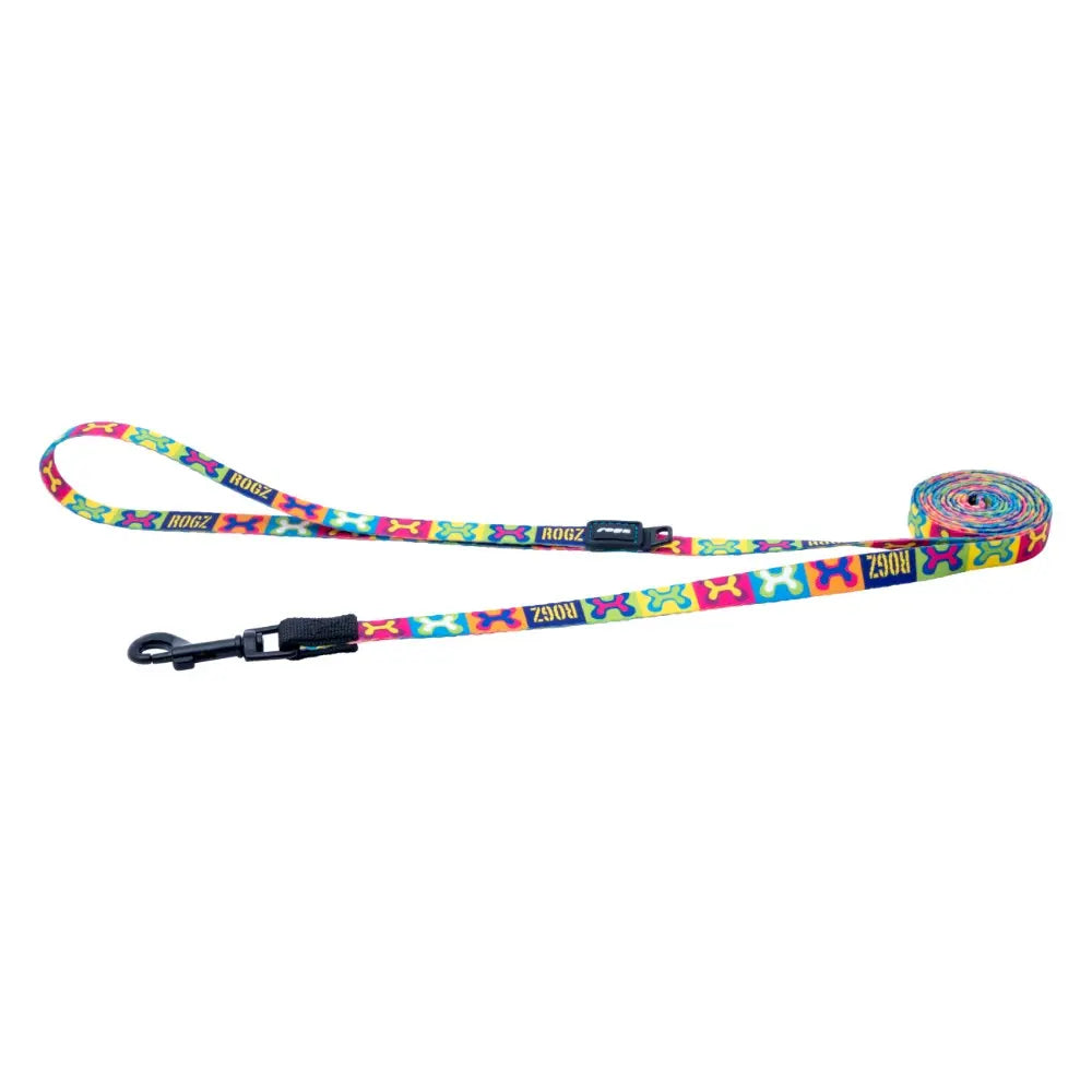 Colorful dog leash with a fun pattern, perfect for walks and training.