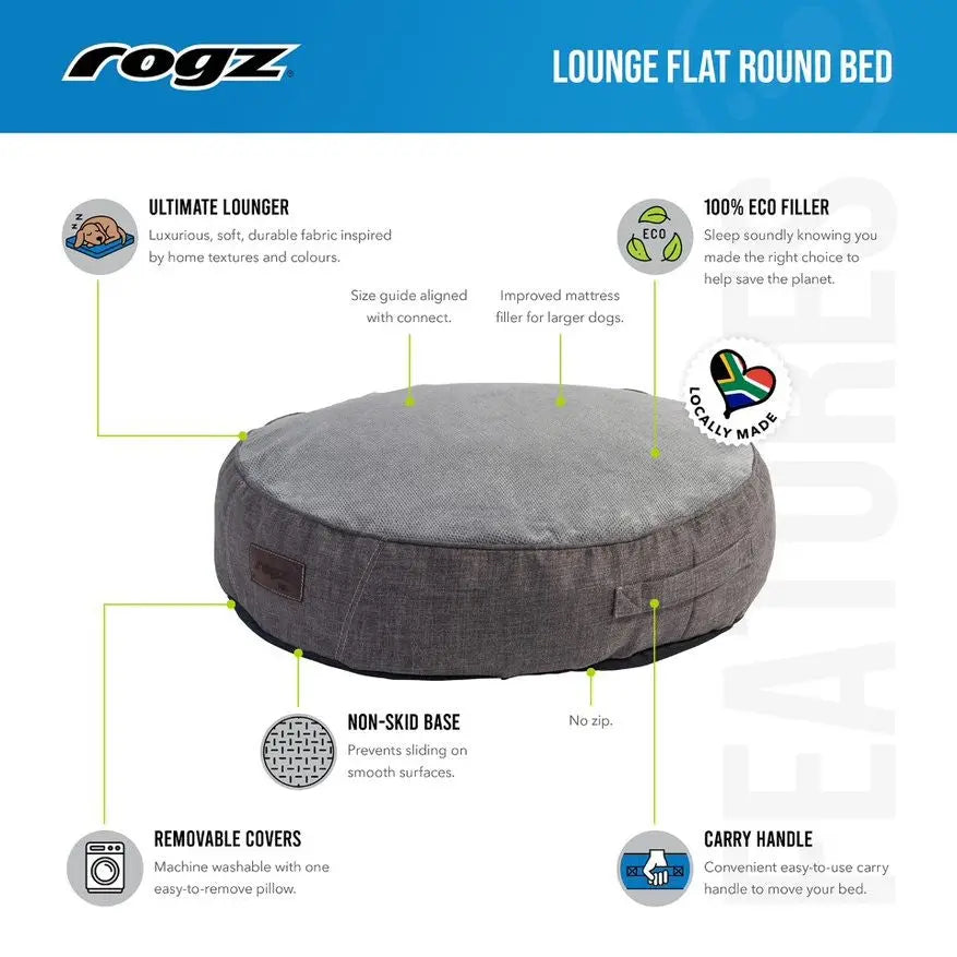 Eco-friendly round dog bed with removable covers and non-skid base for ultimate comfort and support.