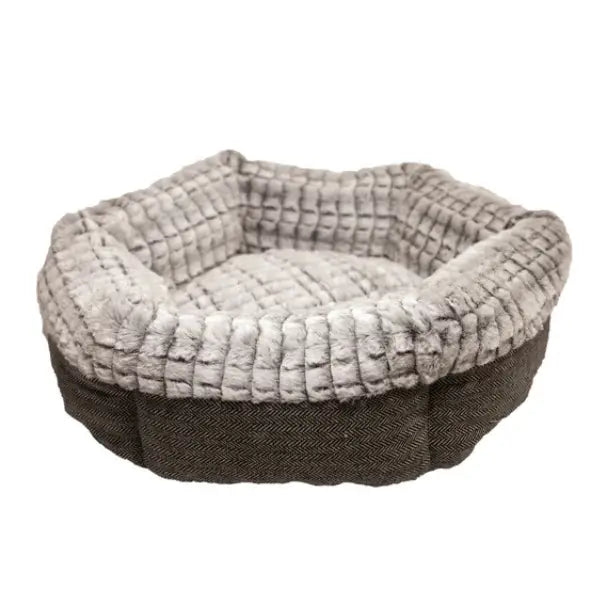 Rosewood Tweed & Plush Round Cat Bed