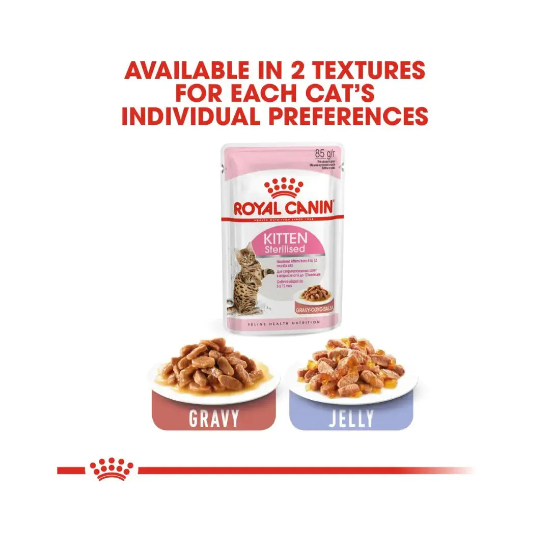Royal Canin Sterilised Kitten Chunks in Gravy Wet Cat Food   | Canine & Co