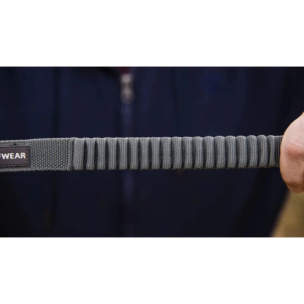 Durable gray dog leash handle with textured grip for comfort and control during walks.