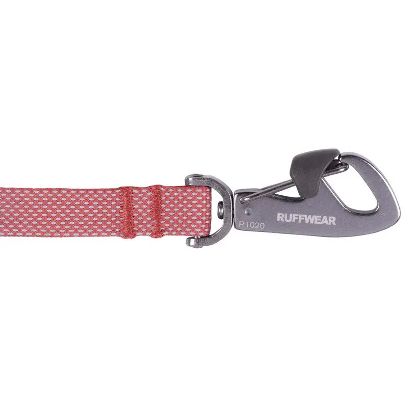 Durable red dog leash with a secure clip for safe outdoor adventures.