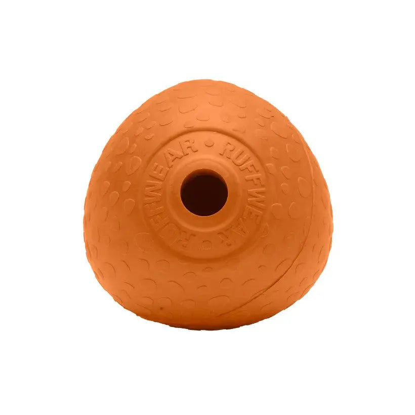 Durable orange dog toy designed for interactive play and fetch activities.