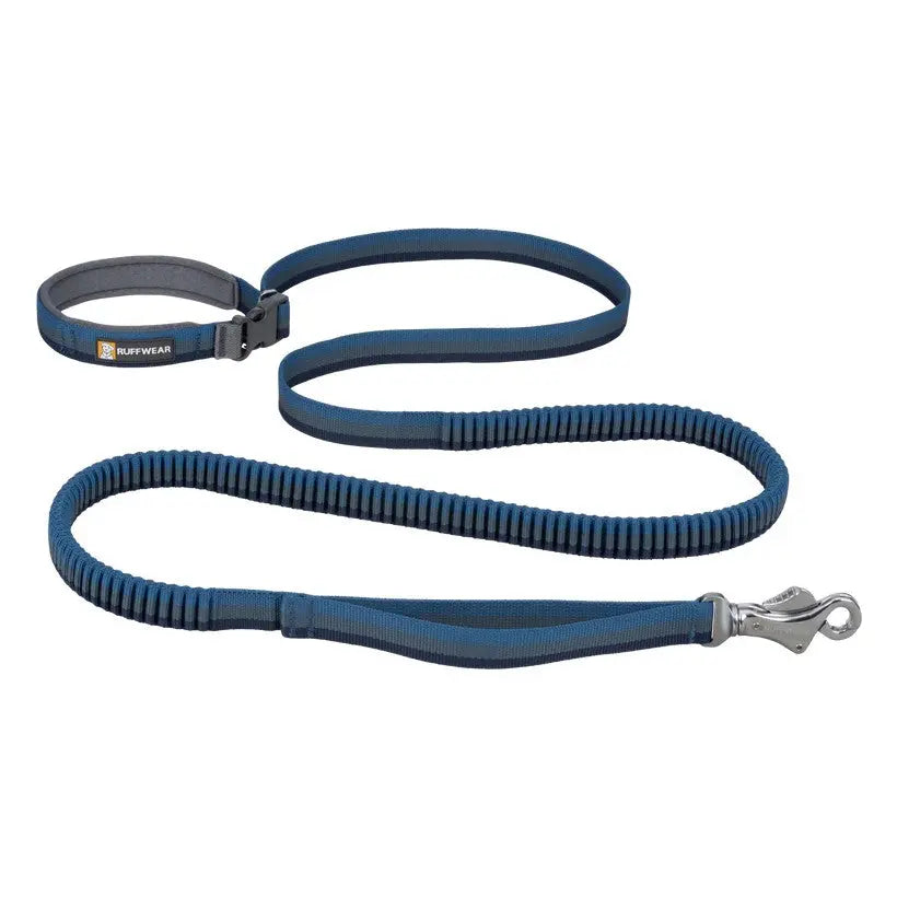 Ruffwear dog leash with adjustable handle and bungee for comfortable walks and control.