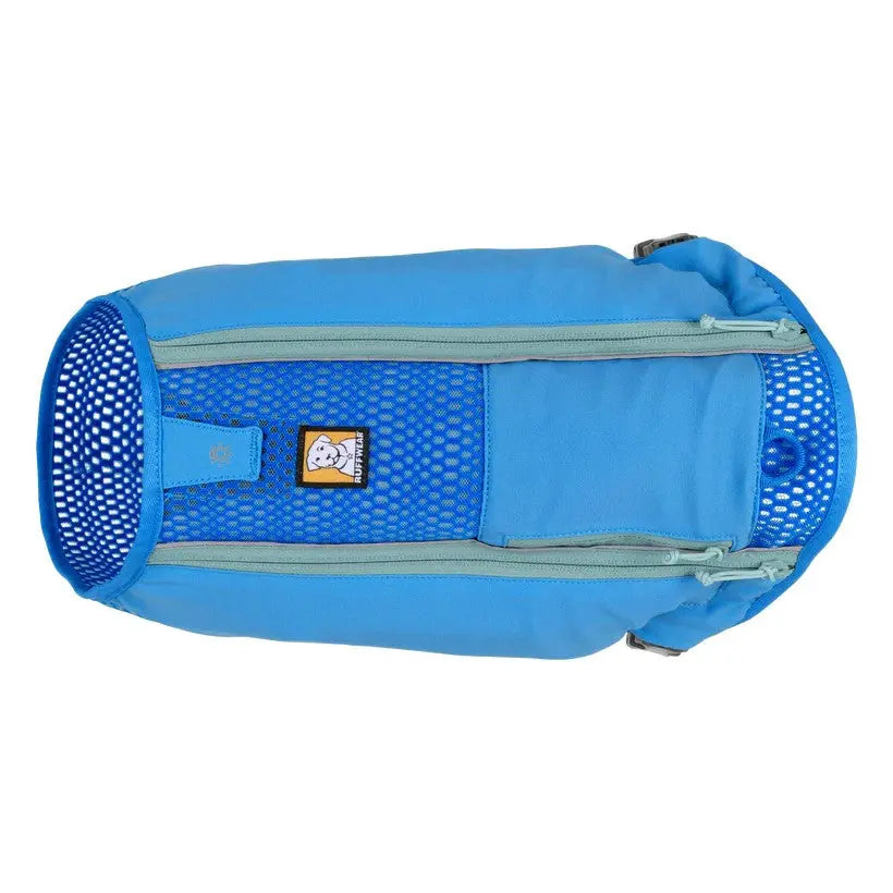 Blue pet carrier bag with mesh panels for ventilation and easy access.