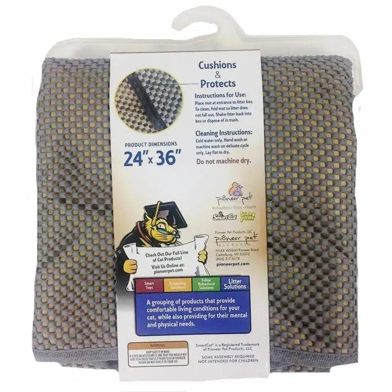 Cat bed mat, 24"x36", cushions and protects, easy to clean, ideal for pet comfort and support.