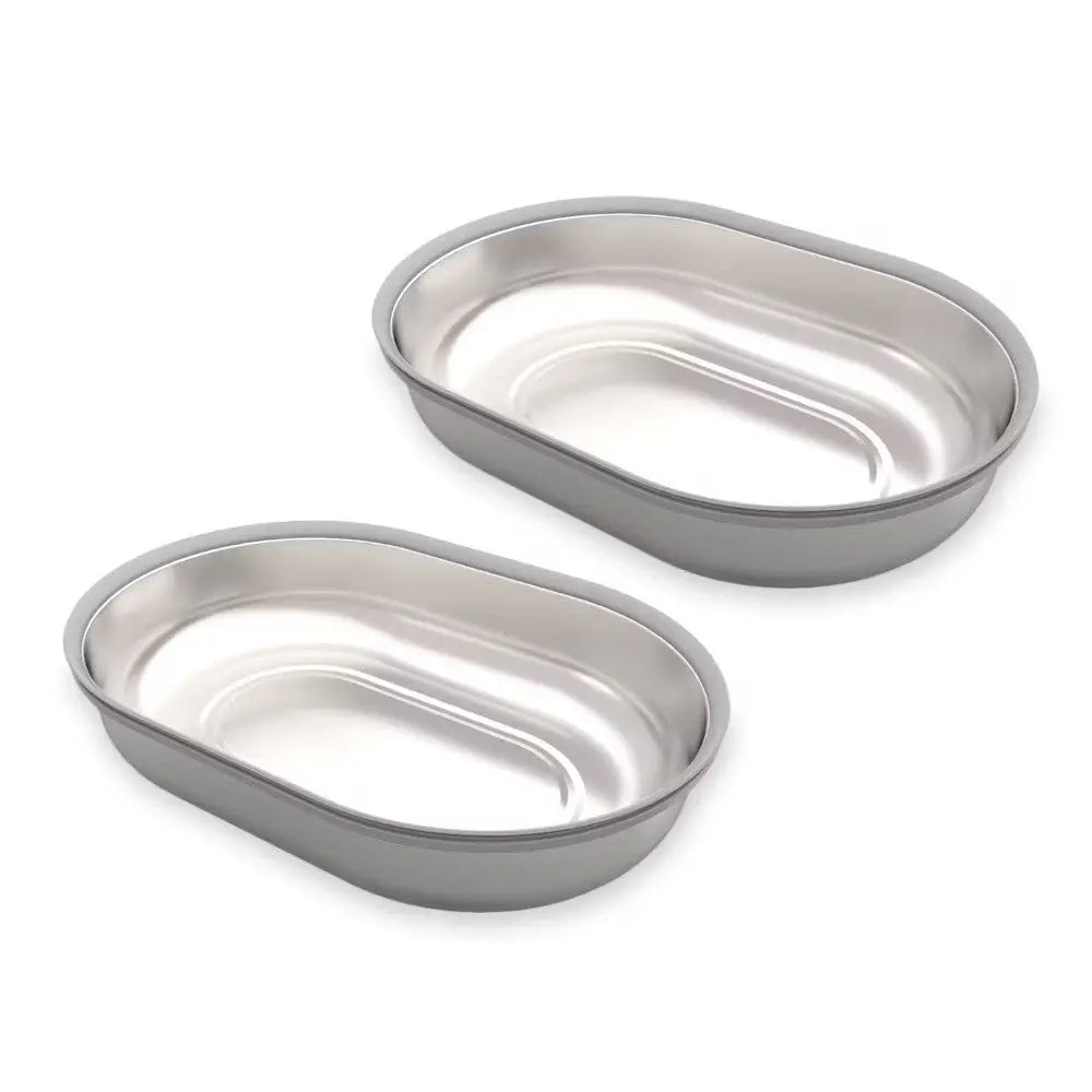 Stainless steel pet food bowls, durable and easy to clean, perfect for feeding dogs or cats.