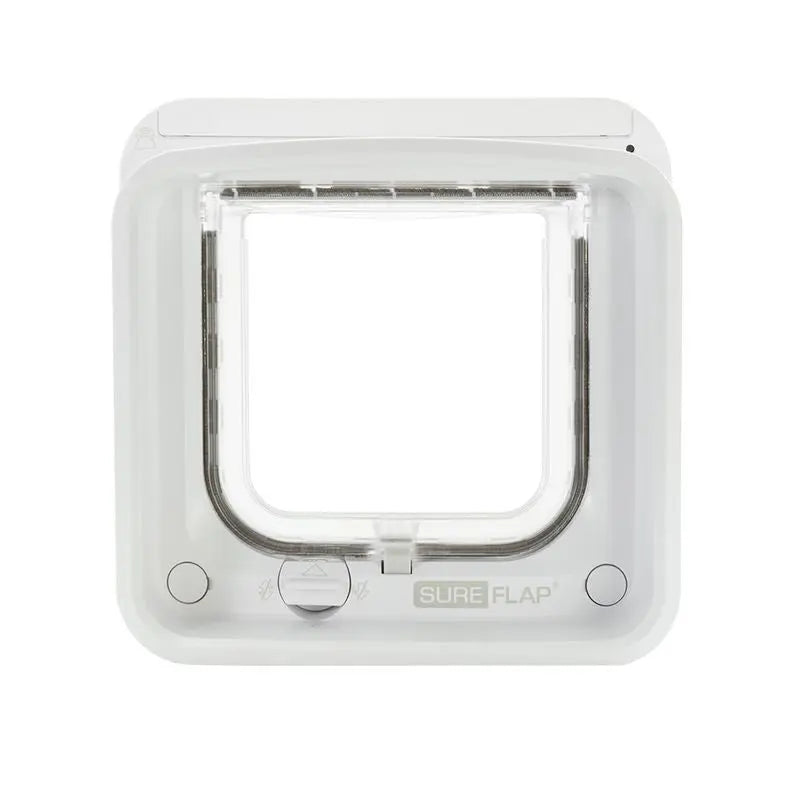 SureFlap pet door, energy-efficient design, easy installation for cats and small dogs.