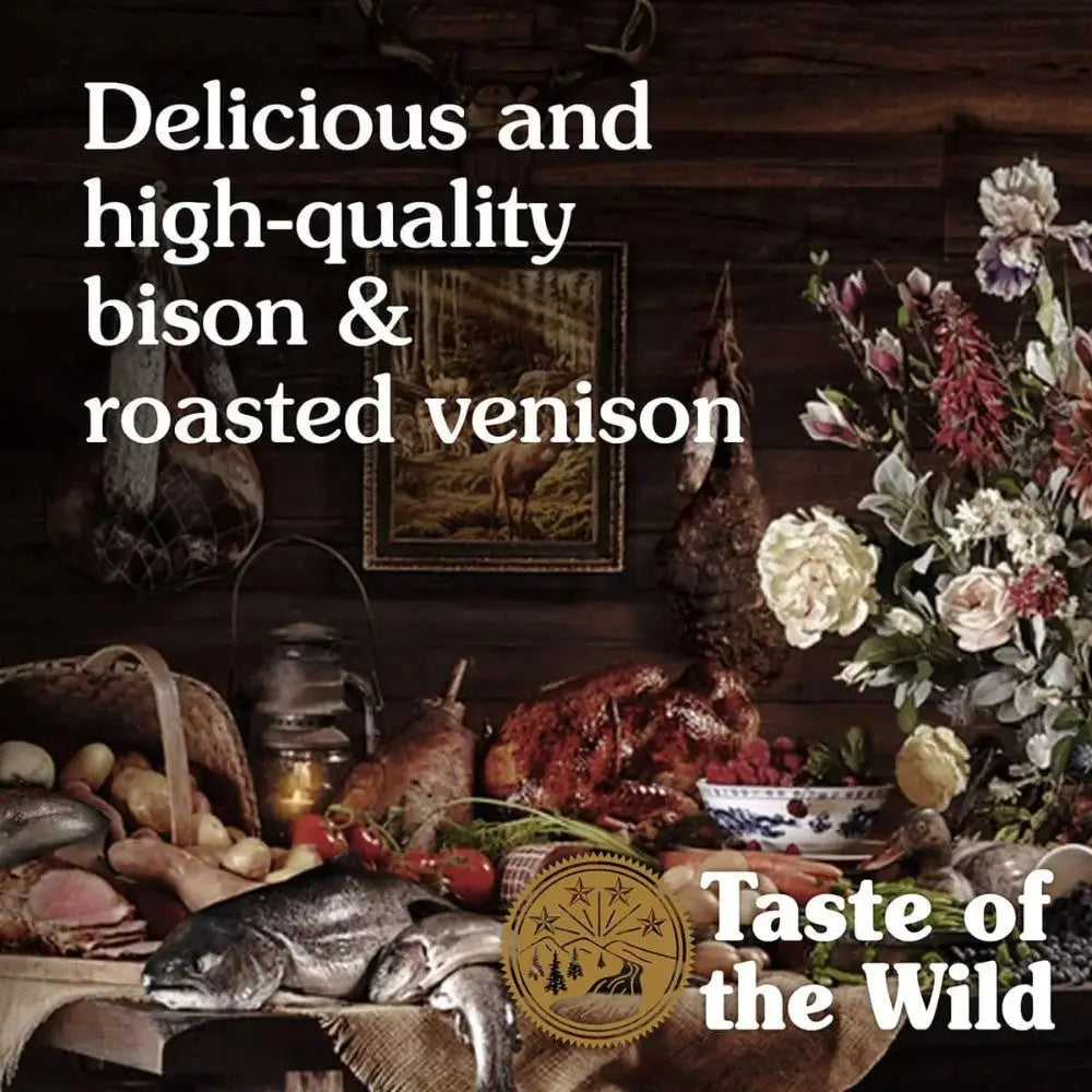High-quality bison and roasted venison displayed with fresh ingredients and rustic decor.