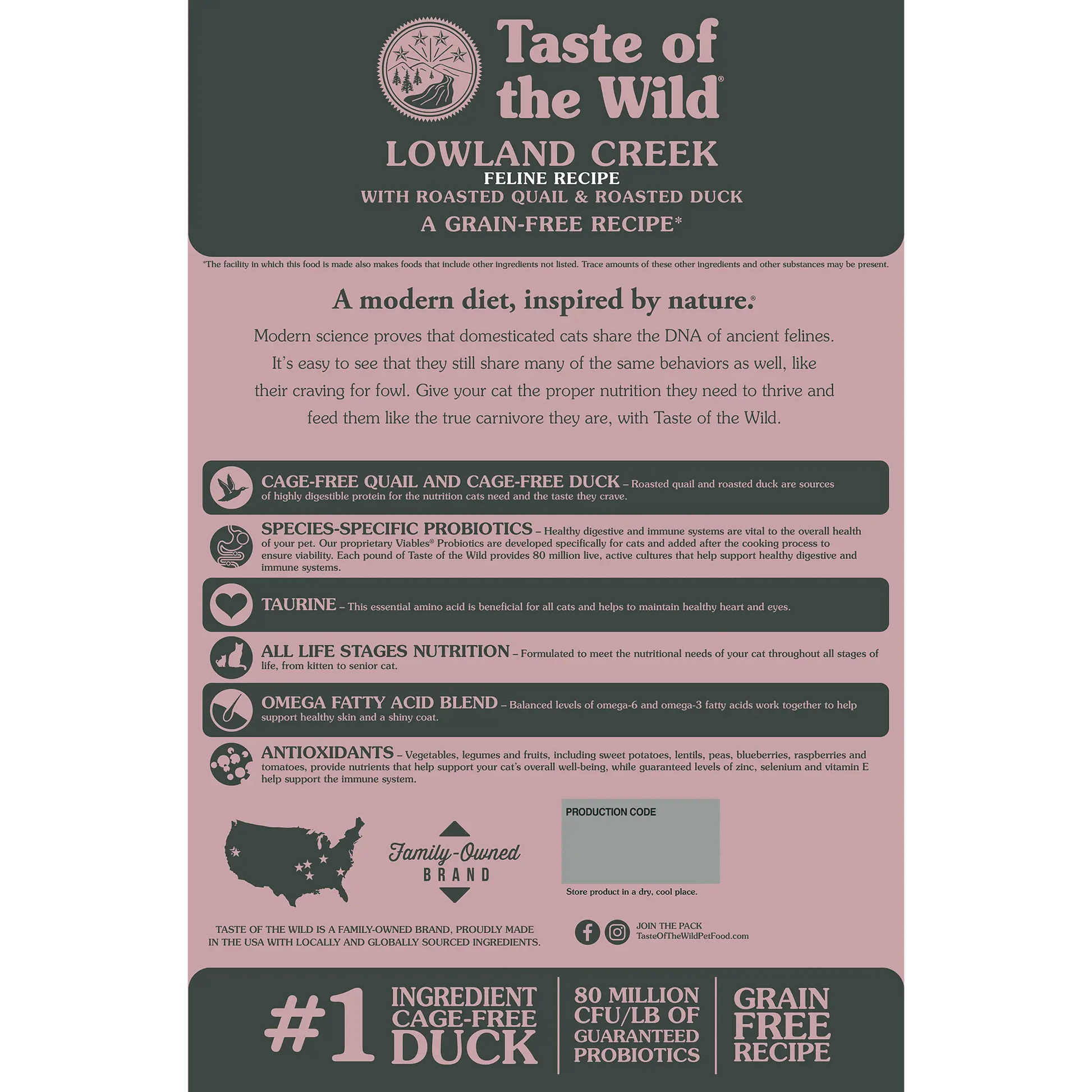 Taste of the Wild Feline Lowland Creek All Life Stages with Roasted Quail & Roasted Duck Dry Cat Food   | Canine & Co