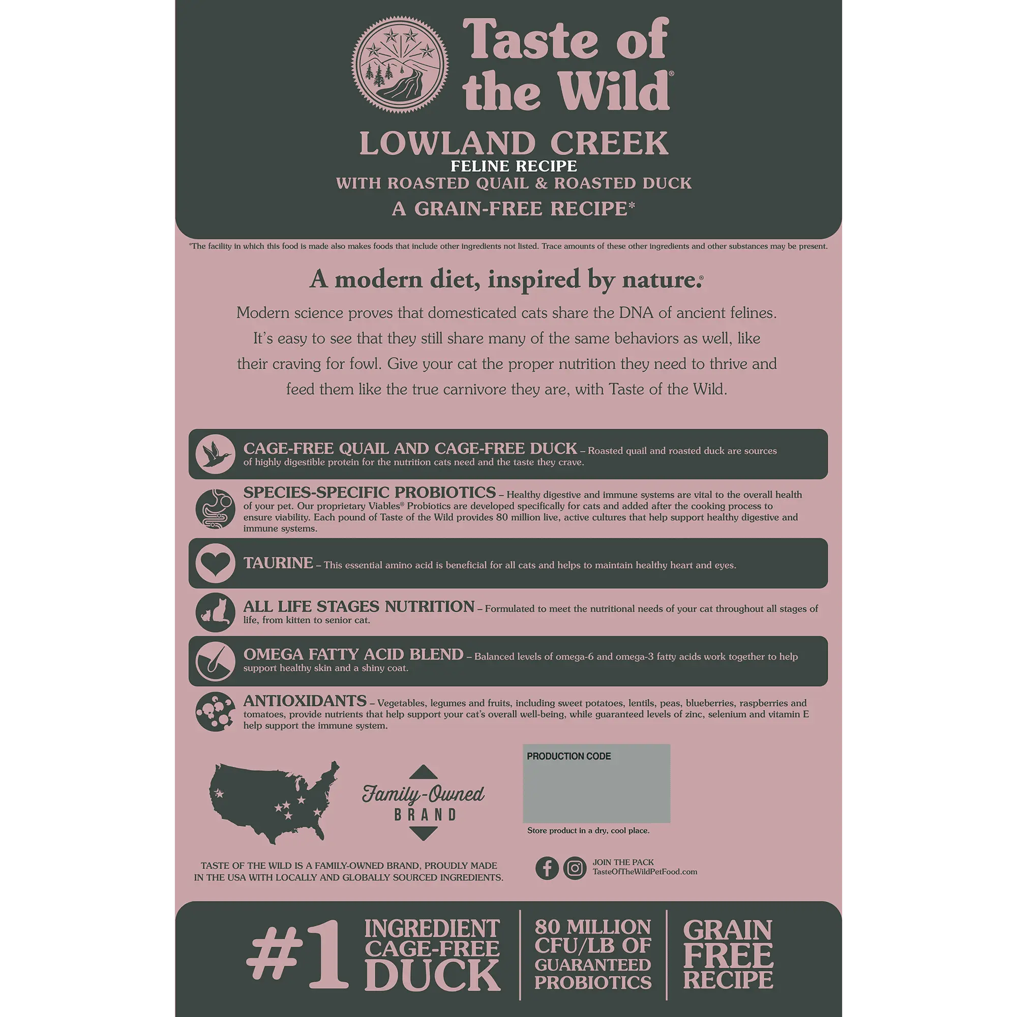 Taste of the Wild Feline Lowland Creek All Life Stages with Roasted Quail & Roasted Duck Dry Cat Food   | Canine & Co