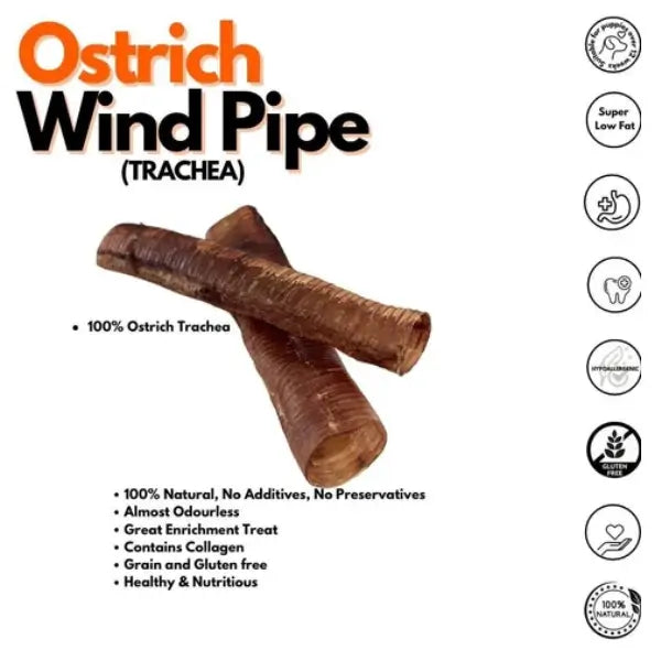 The Ostrich Lady Ostrich Windpipe Dog Treat