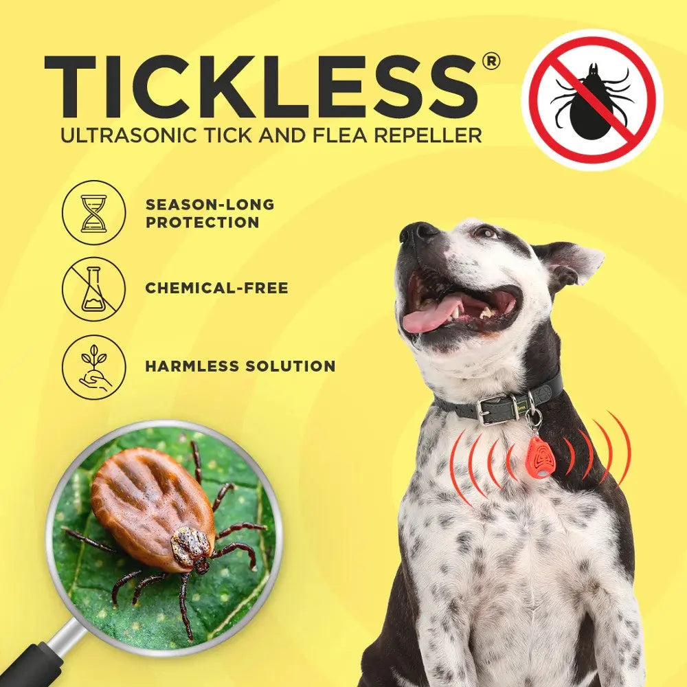 Ultrasonic tick and flea repeller for dogs, offering chemical-free, season-long protection.
