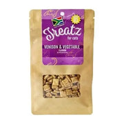 Treatz for cats, venison and vegetable flavor, natural ingredients in eco-friendly packaging.