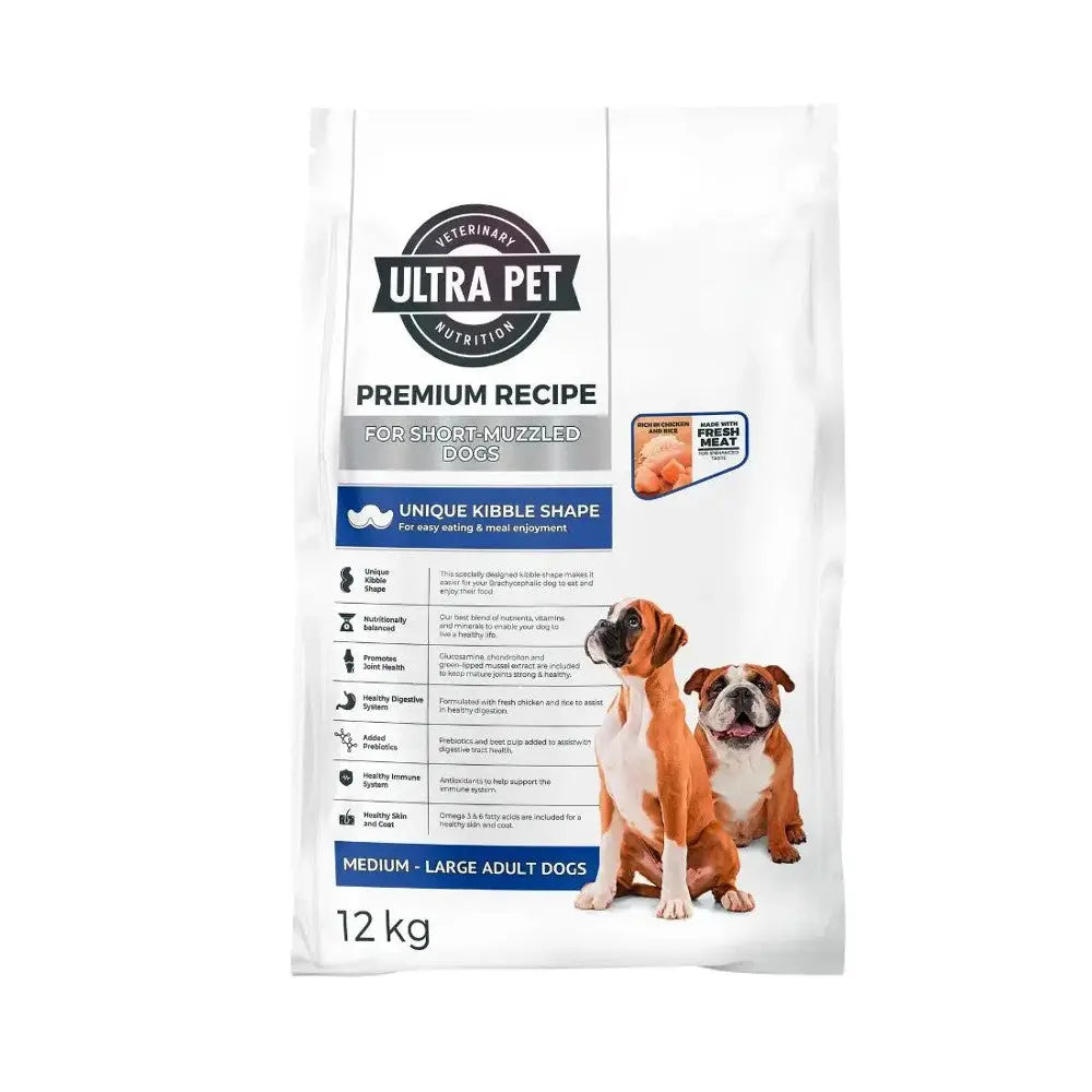Premium dog food bag for large adult dogs with unique kibble shape for easy eating and mental engagement.