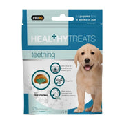 Healthy puppy treats for teething, featuring real chicken and soothing clove oil, sugar-free, 23 servings.